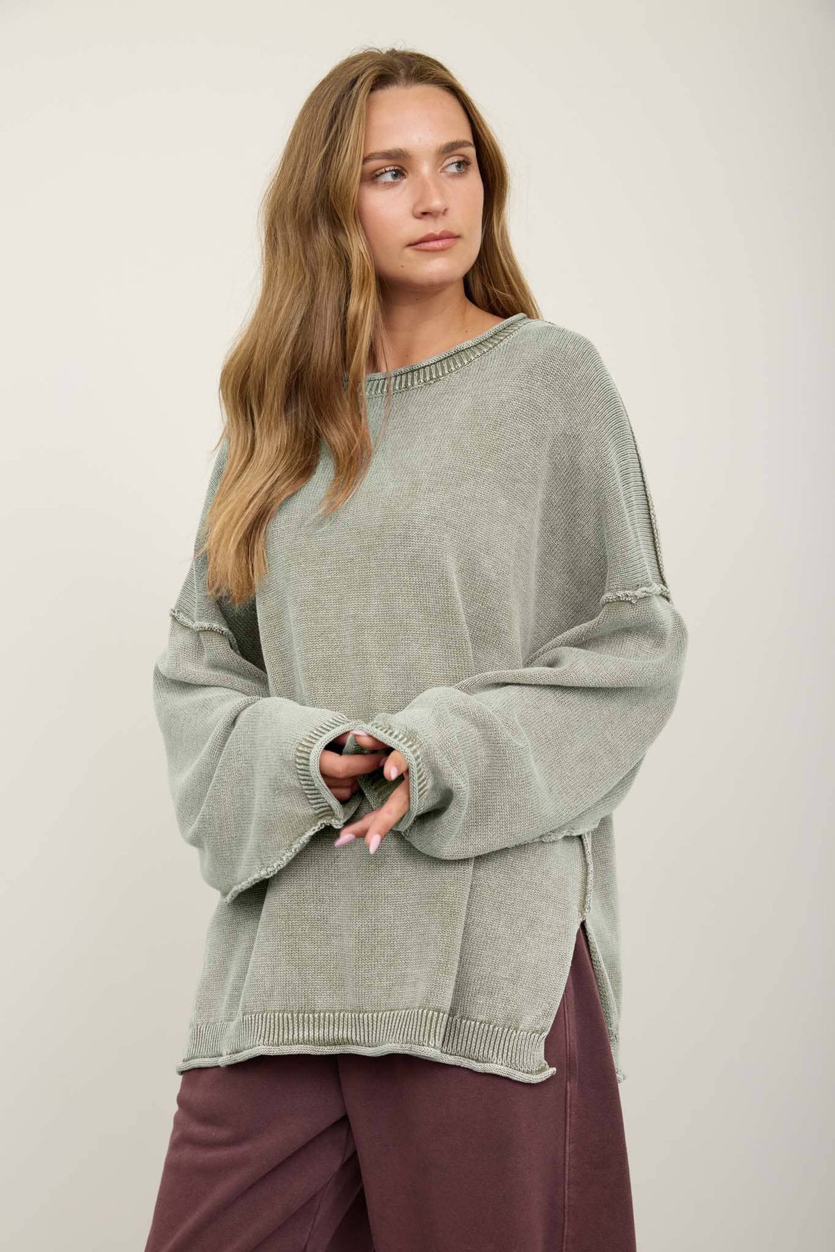 Here For You (Olive) Oversized Sweater