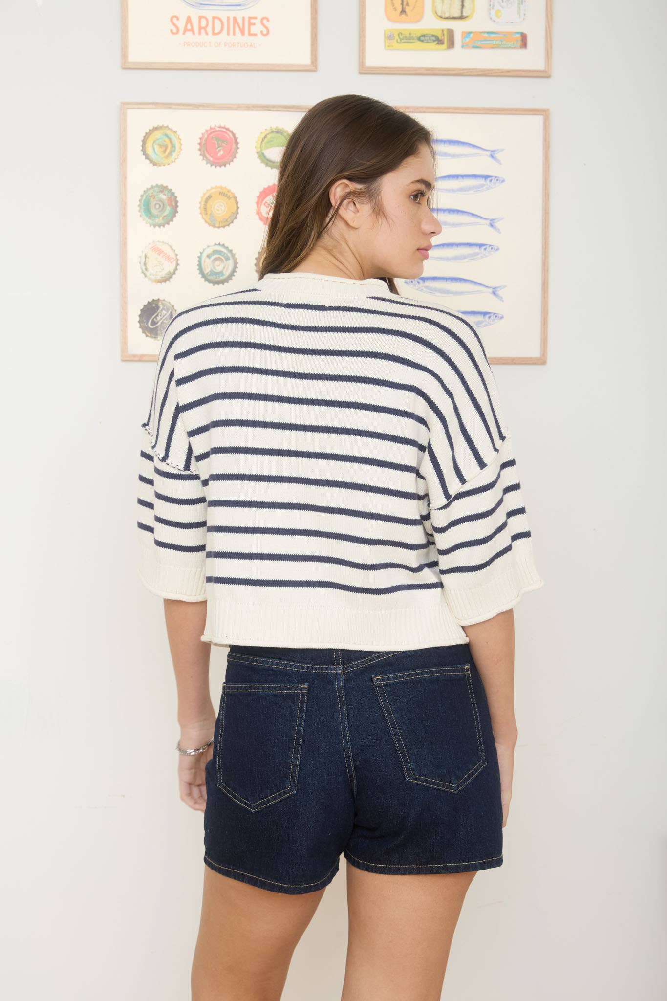 Seaside Sunrise (Navy) SS Stripe Sweater