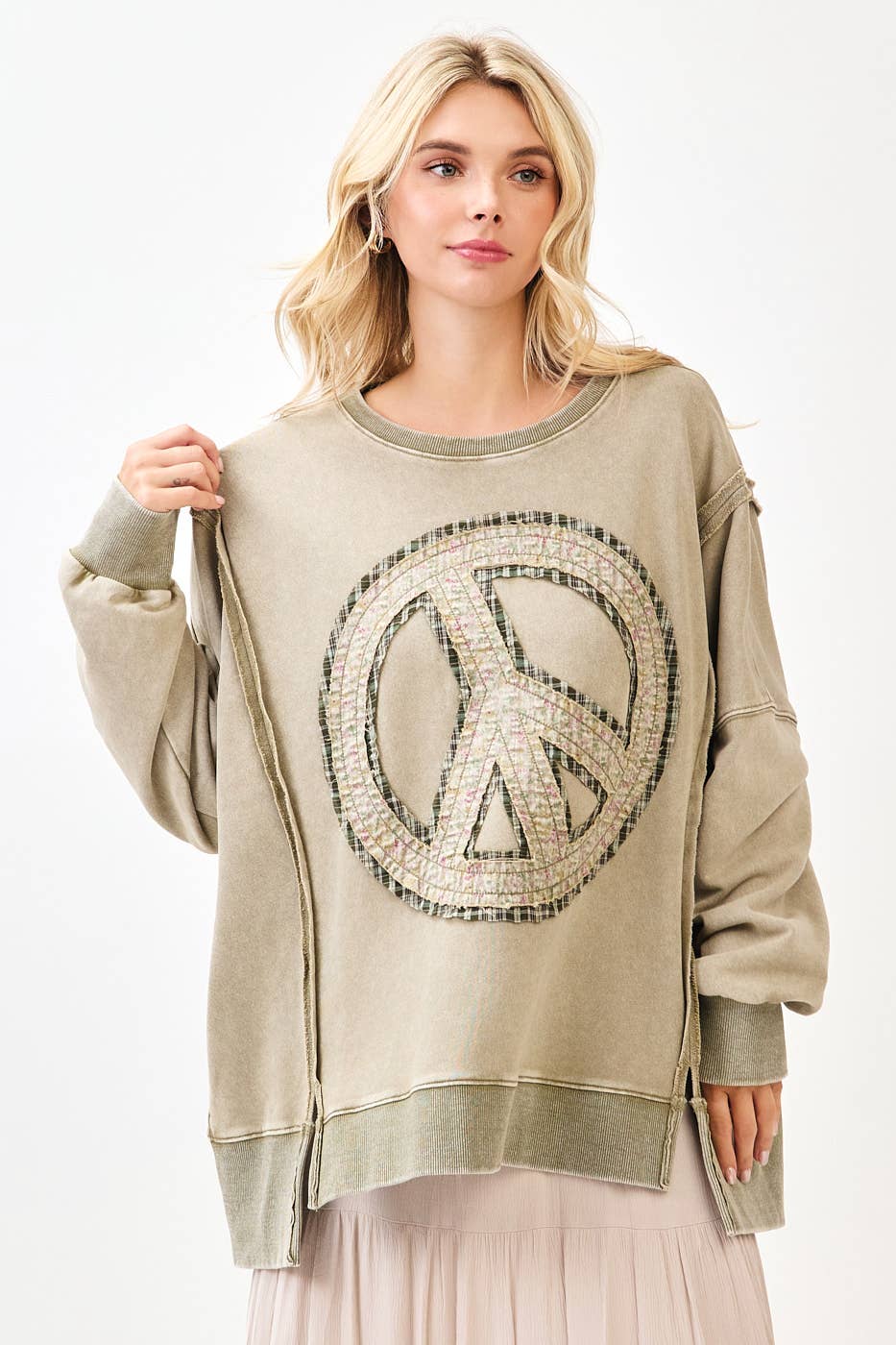 Peaceful Way (Olive) Patch Sweatshirt
