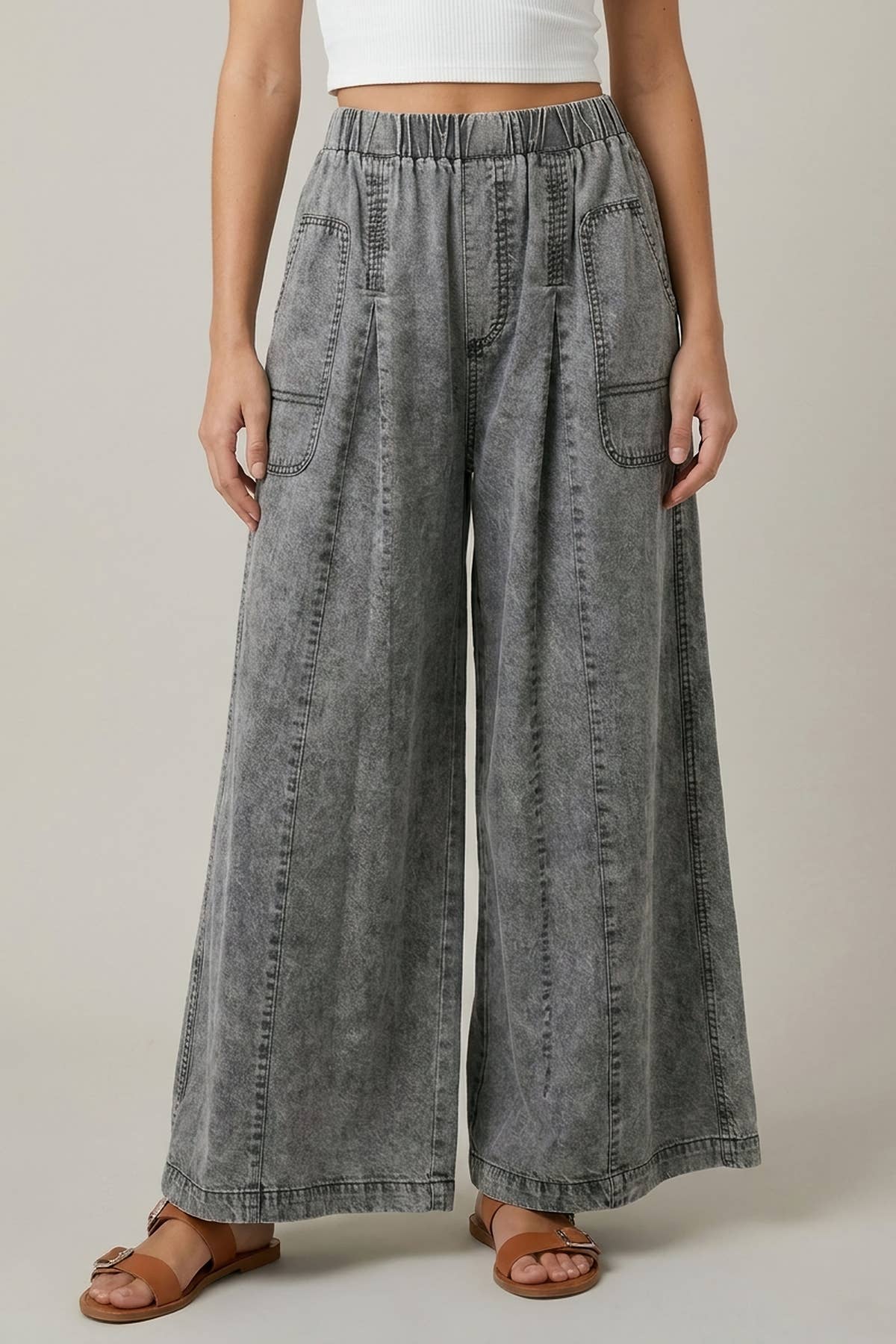 Poetic Spirit (Blk) Tencel Wide Leg Pants