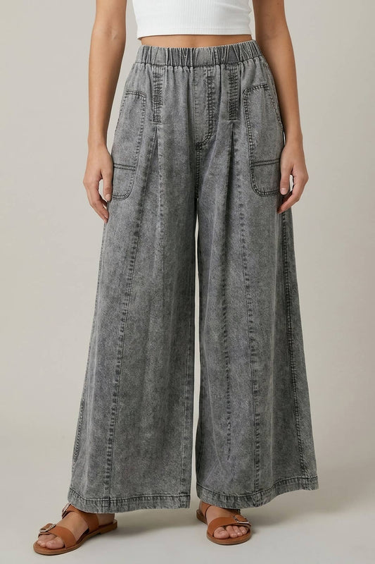 Poetic Spirit (Blk) Tencel Wide Leg Pants