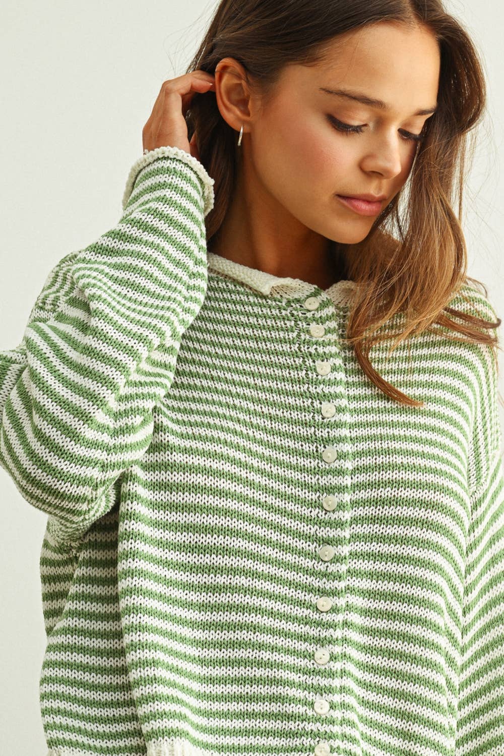 Morning Sunrise (Grn) Stripe Cardigan