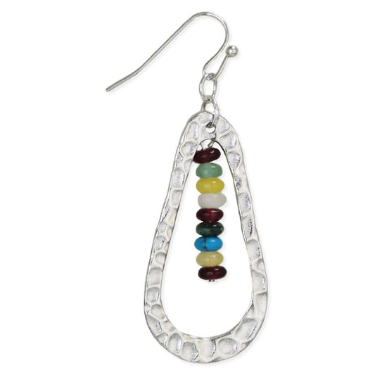 Silver Teardrop Multi Bead Earrings