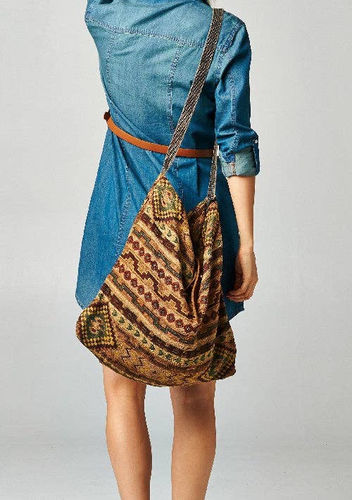 Savannah (Tan Multi) Woven Shoulder Bag