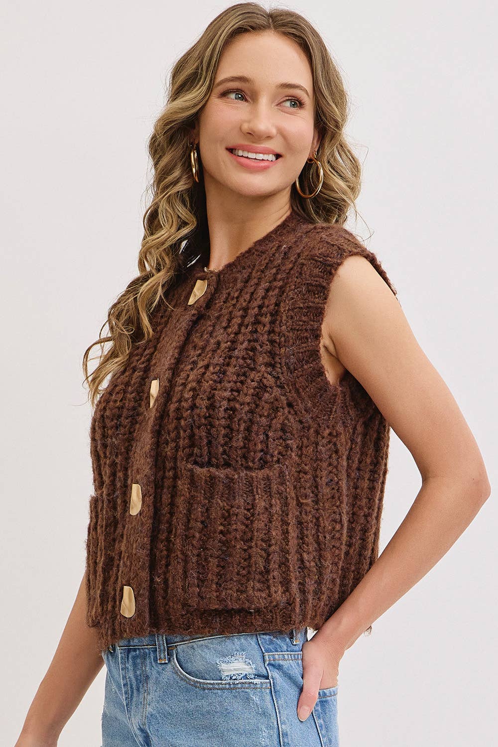 Warm Intentions (Brown) Chunky Knit Vest