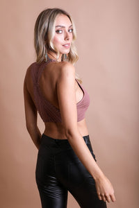 Seamless Lace Racerback Bralette (Mauve)