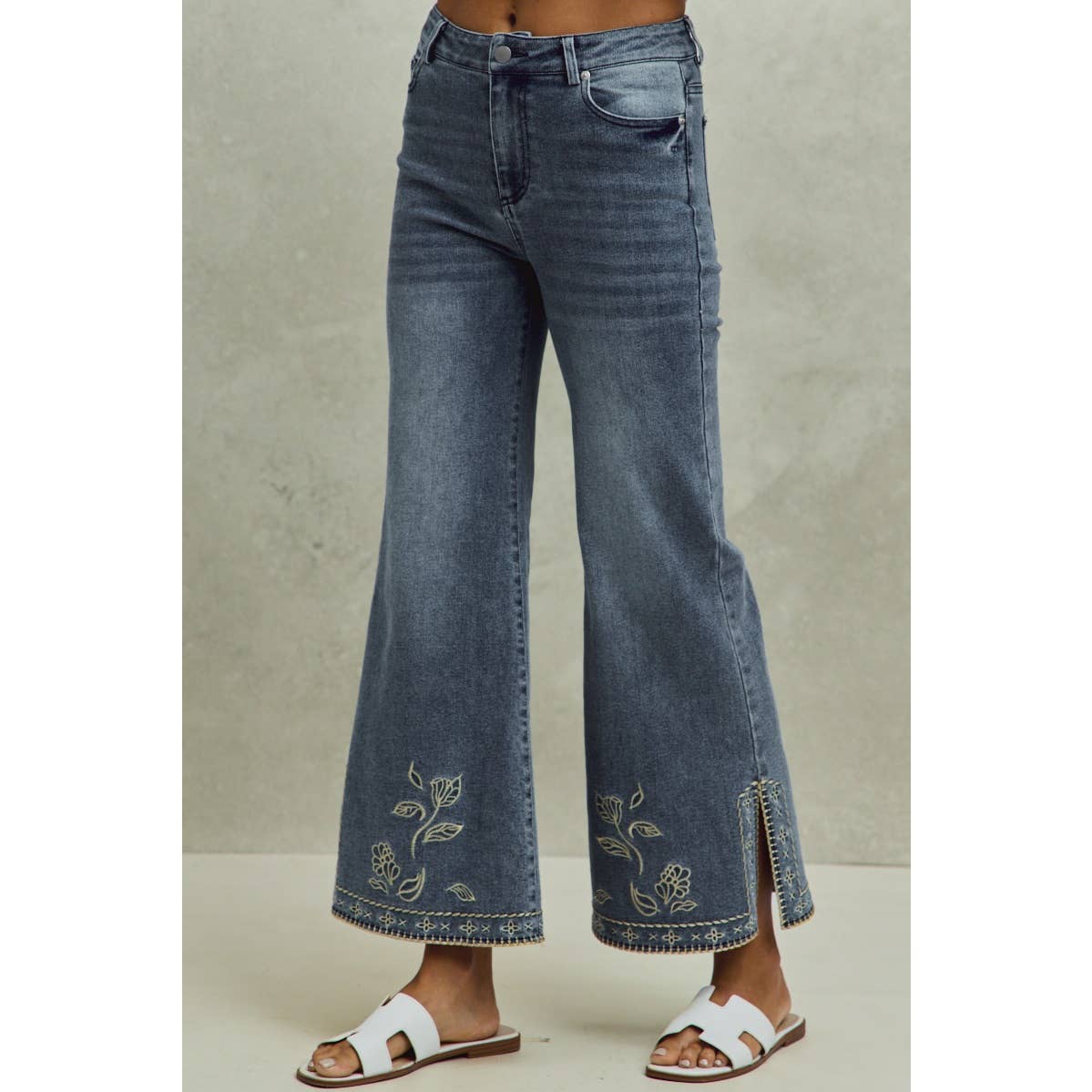 Leafy Dreams Embroidered Flare Jeans