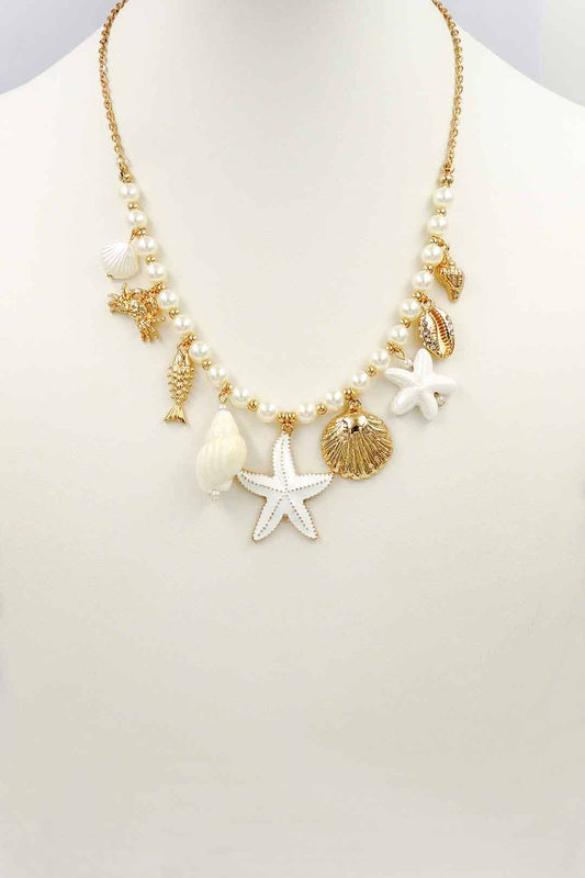 Pearls and Sealife Charm Necklace