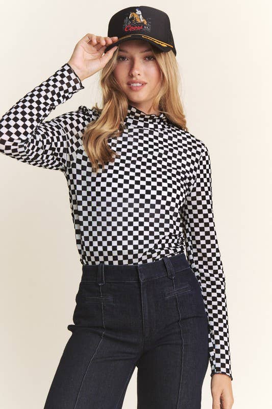 Check Yourself (Blk/Wh) Check Mesh Top