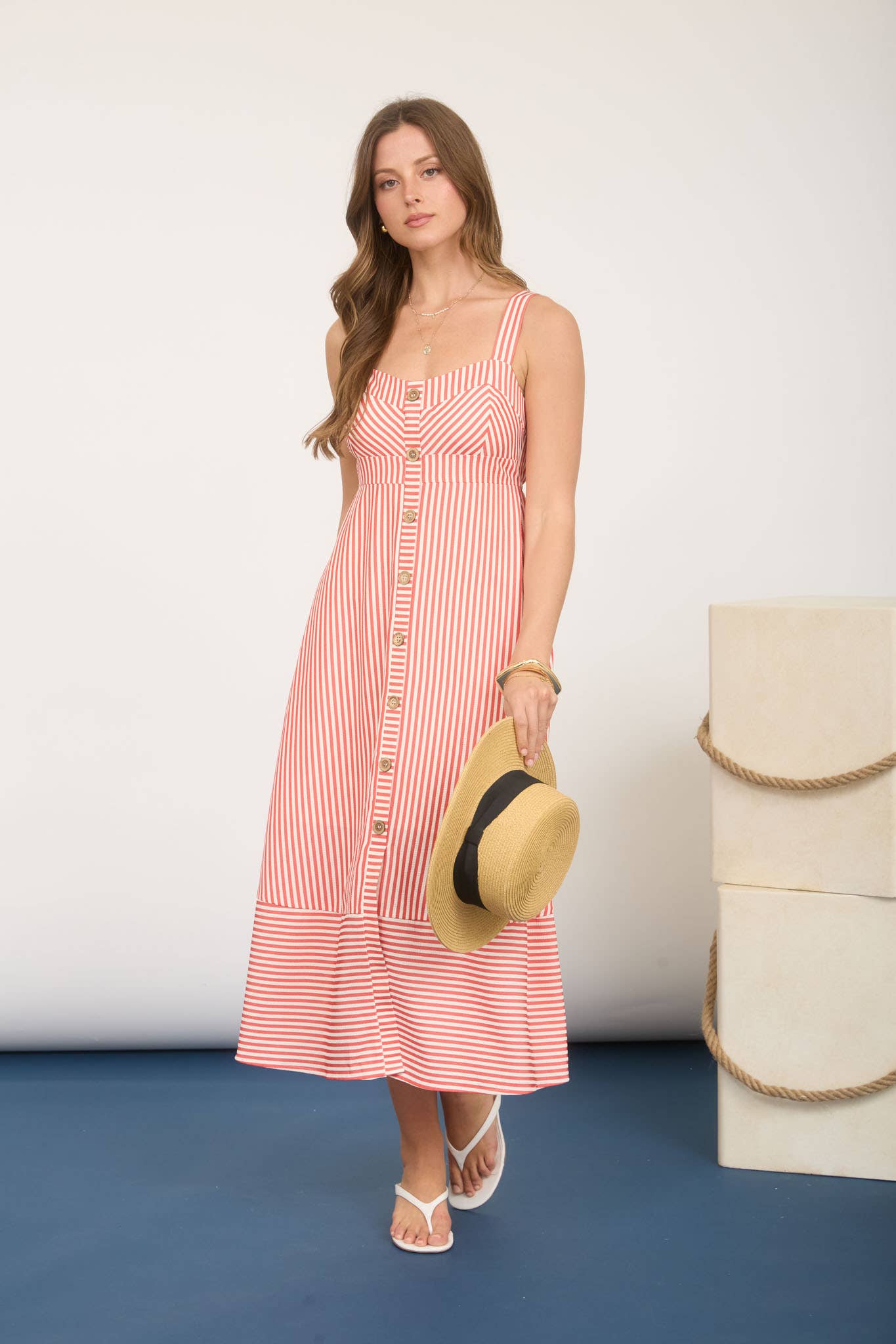 Oh So Sweet (Red) Stripe Midi Dress