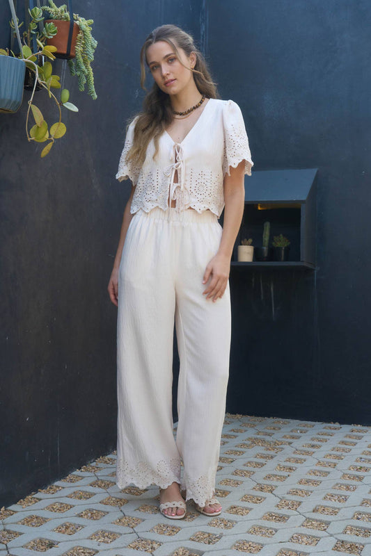 Attention To Detail Eyelet Hem Pants