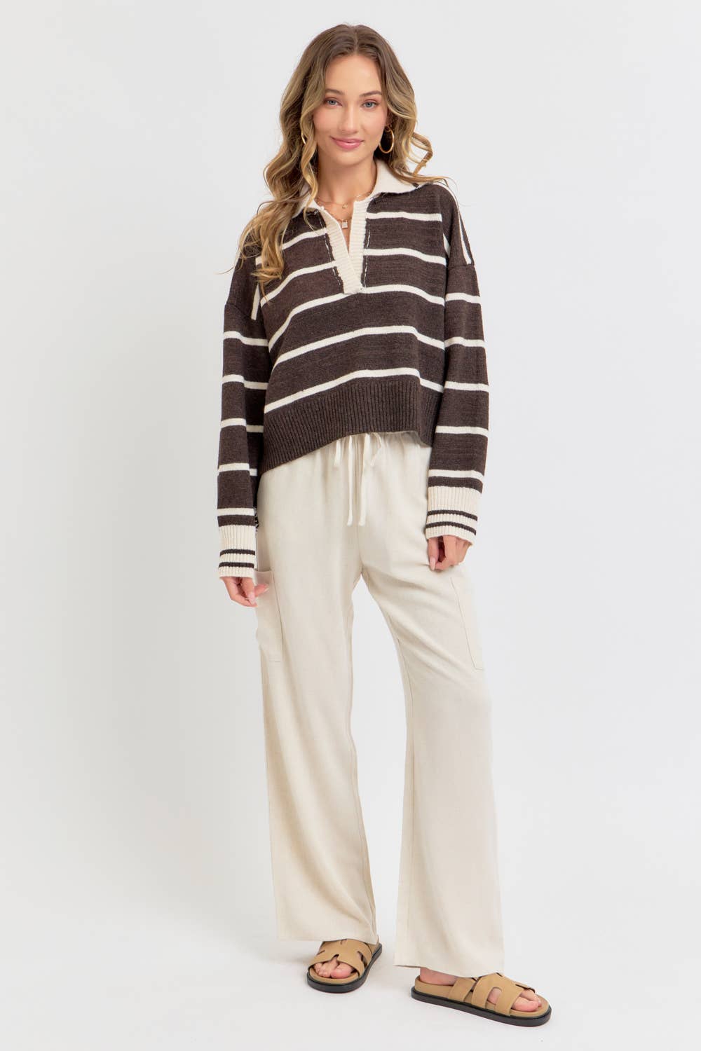 Polo Champ (Brown/Cream) Stripe Sweater
