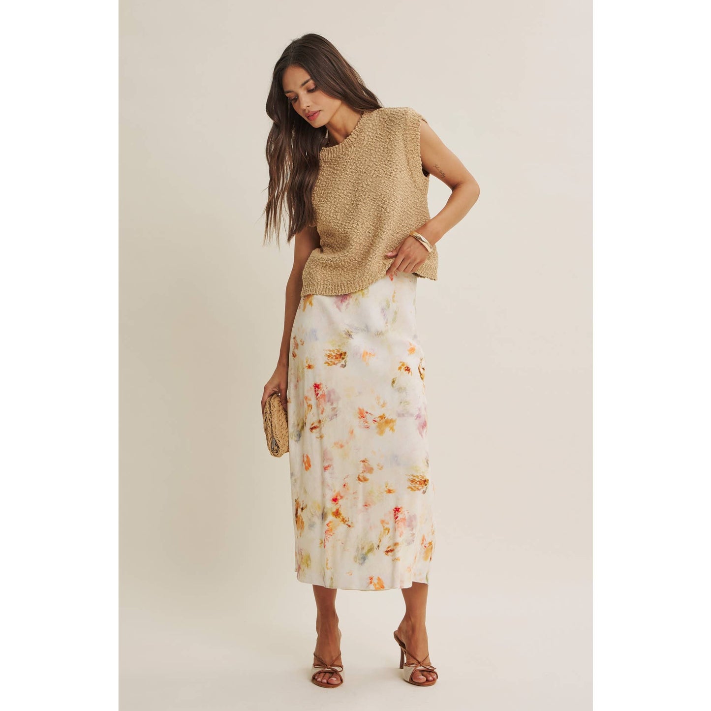 Good Impression Watercolor Midi Skirt