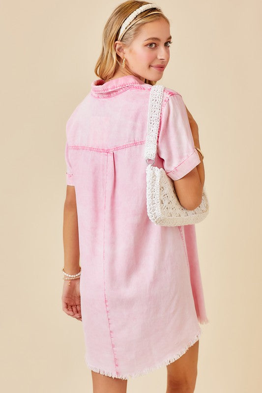 Courtside Cool (Pink) Tencel Shirt Dress