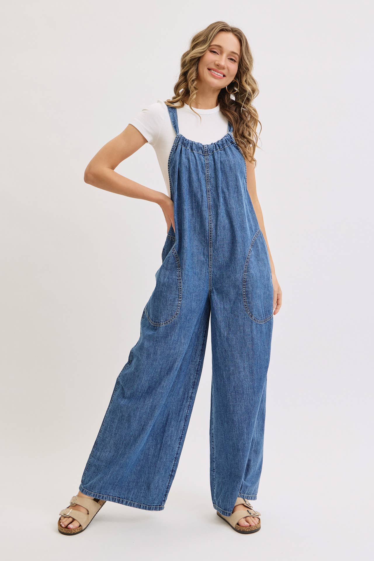 Knot Worried Tie Back Denim Overalls