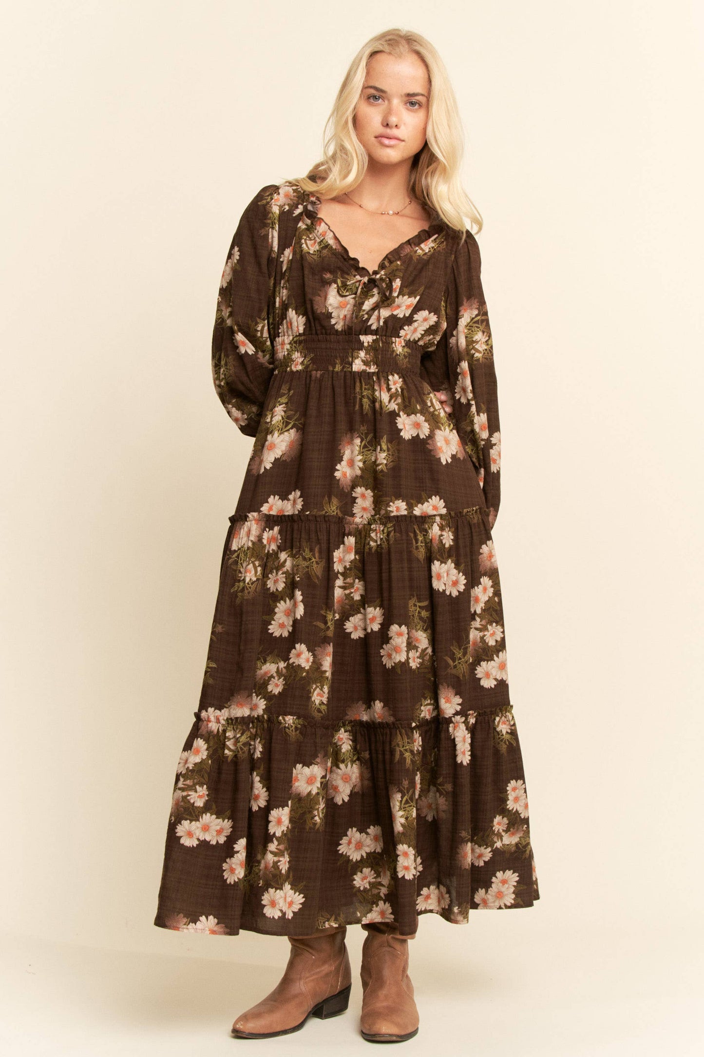 Timeless Treasure (Brn) Floral Print Dress