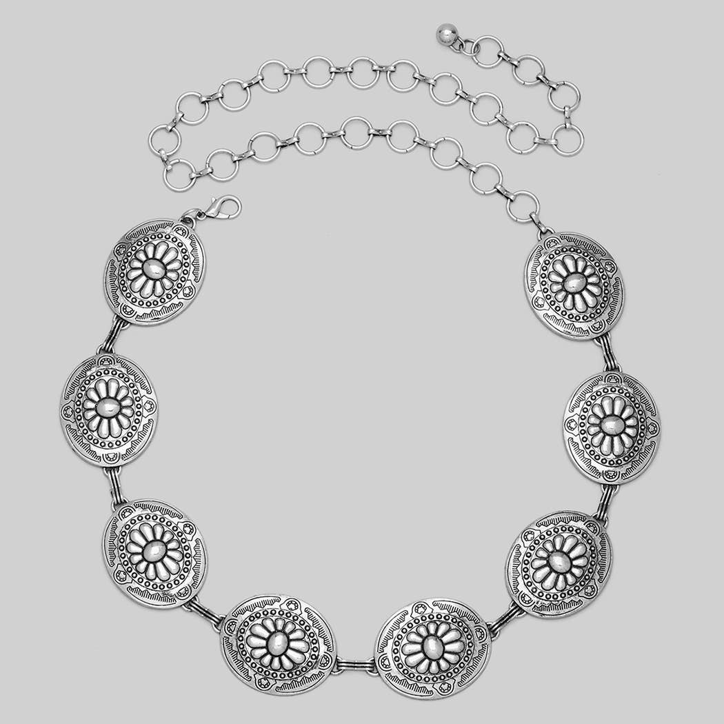 Silver Bubble Florette Concho Chain Belt