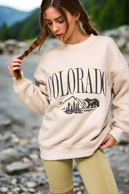 Colorado (Beige) Embroidered Sweatshirt