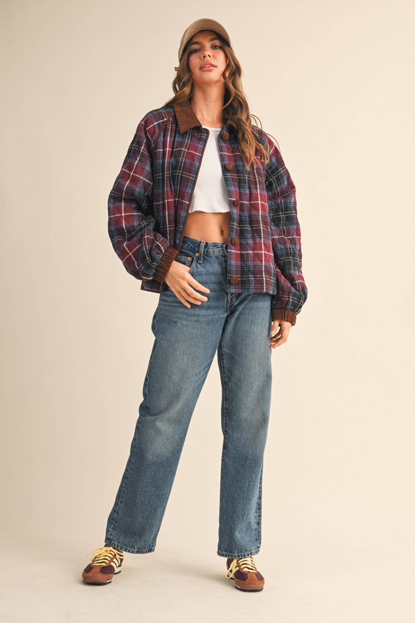 Mountain Mama (Wine) Plaid Quilted Jacket