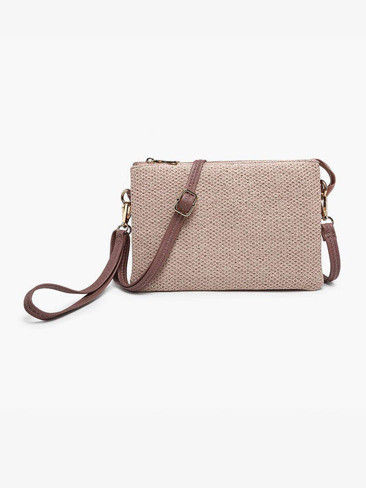 Izzy (Mauve) Woven Straw Crossbody/Wristlet