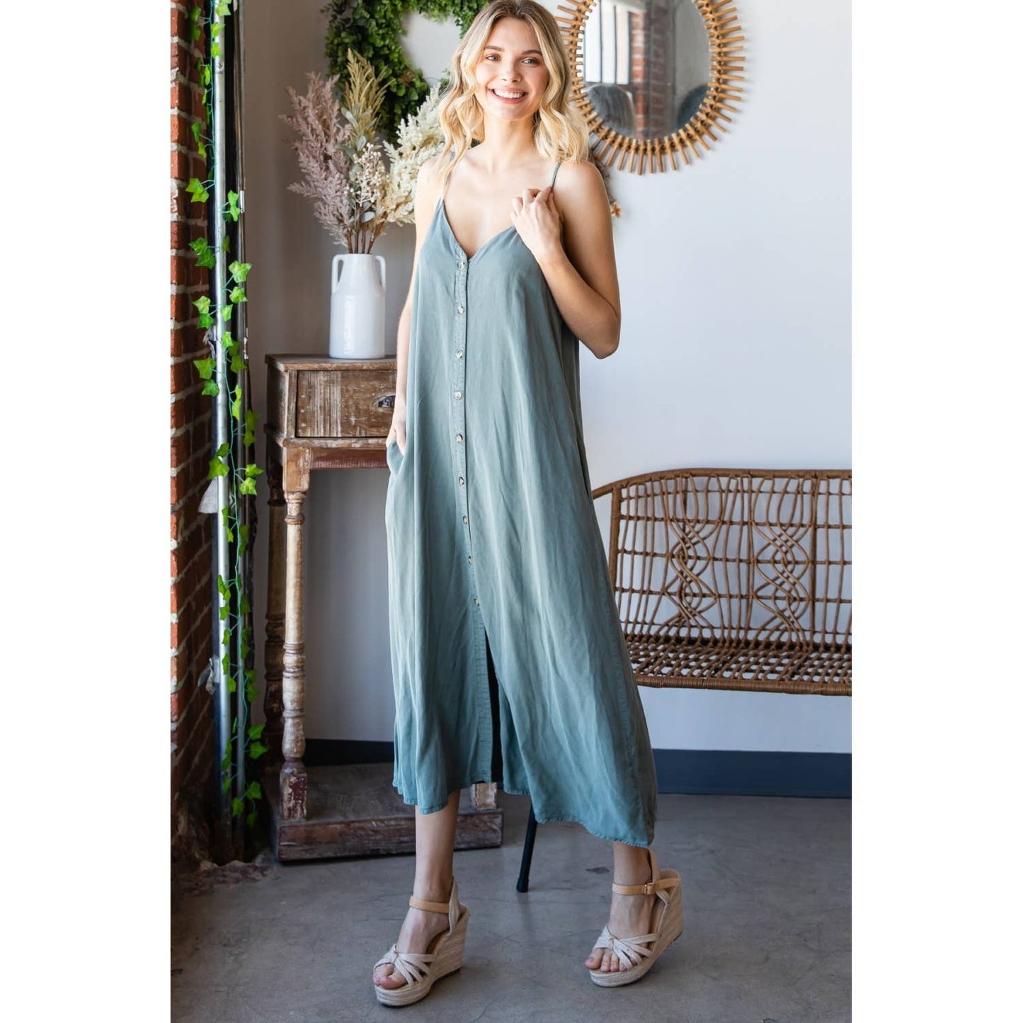 Casual Date (Olive) Tencel Maxi Dress