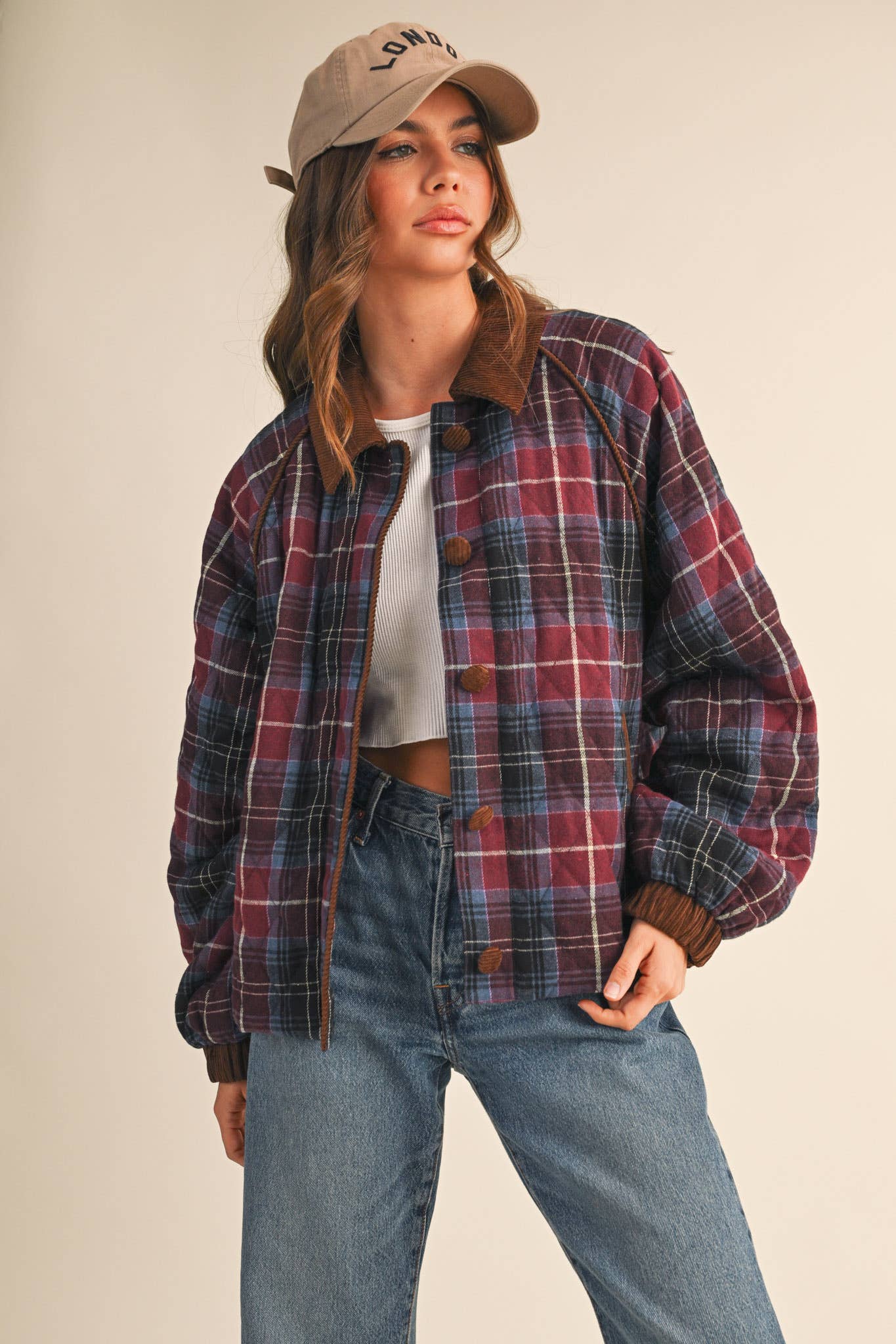 Mountain Mama (Wine) Plaid Quilted Jacket