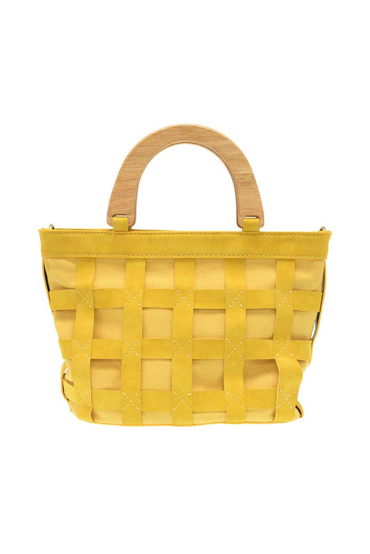 Cora (Yellow) Cage Wood Handle Bag