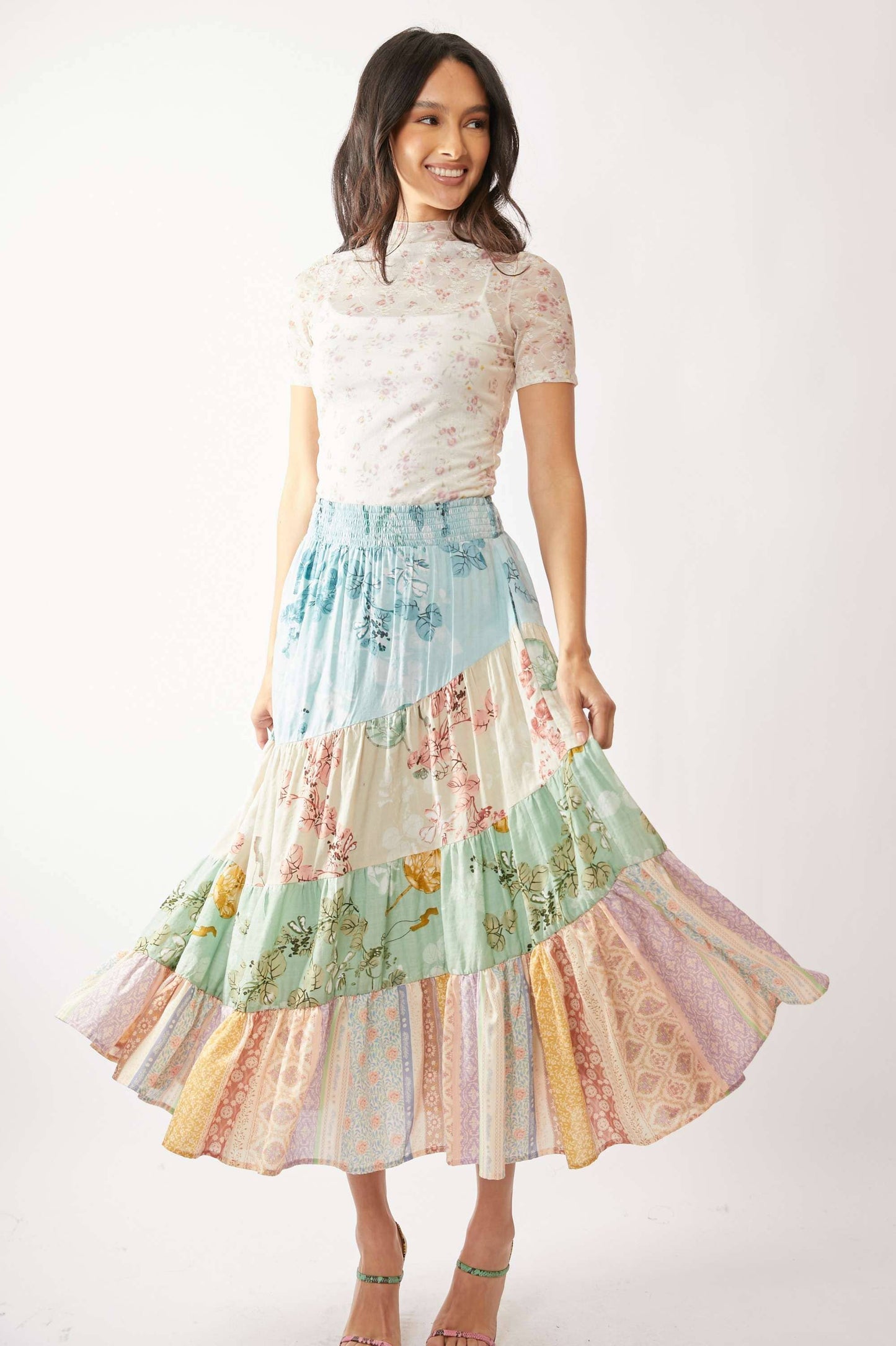 Garden Party (Pink) SS Floral Mesh Top