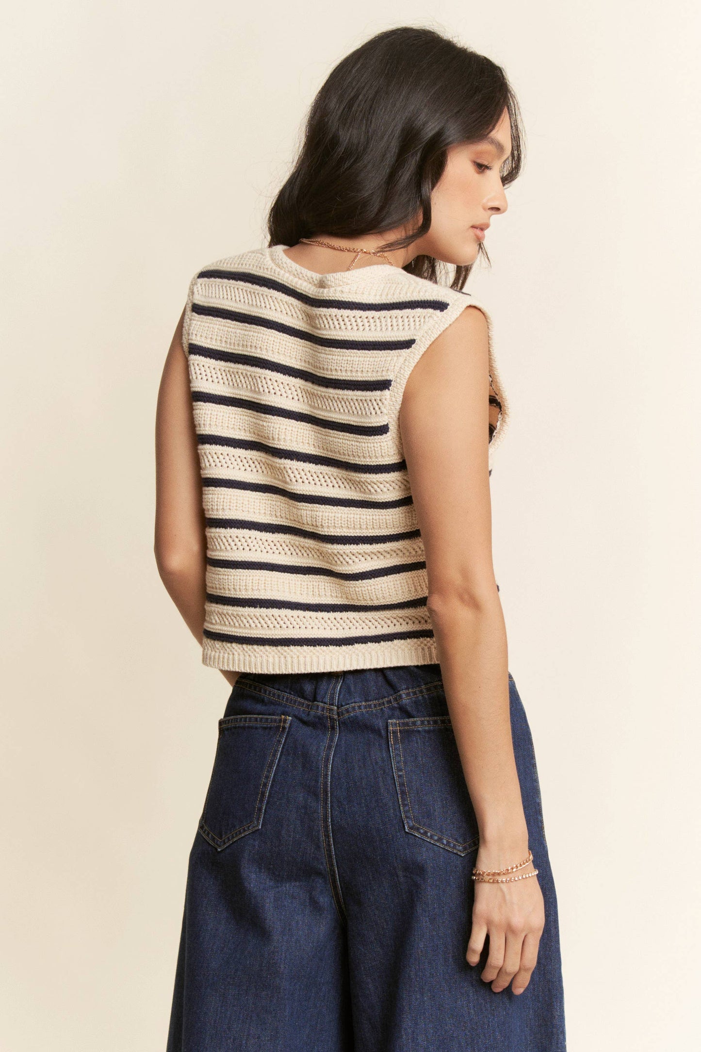 Bon Voyage (Navy/Wh) Stripe Knit Vest