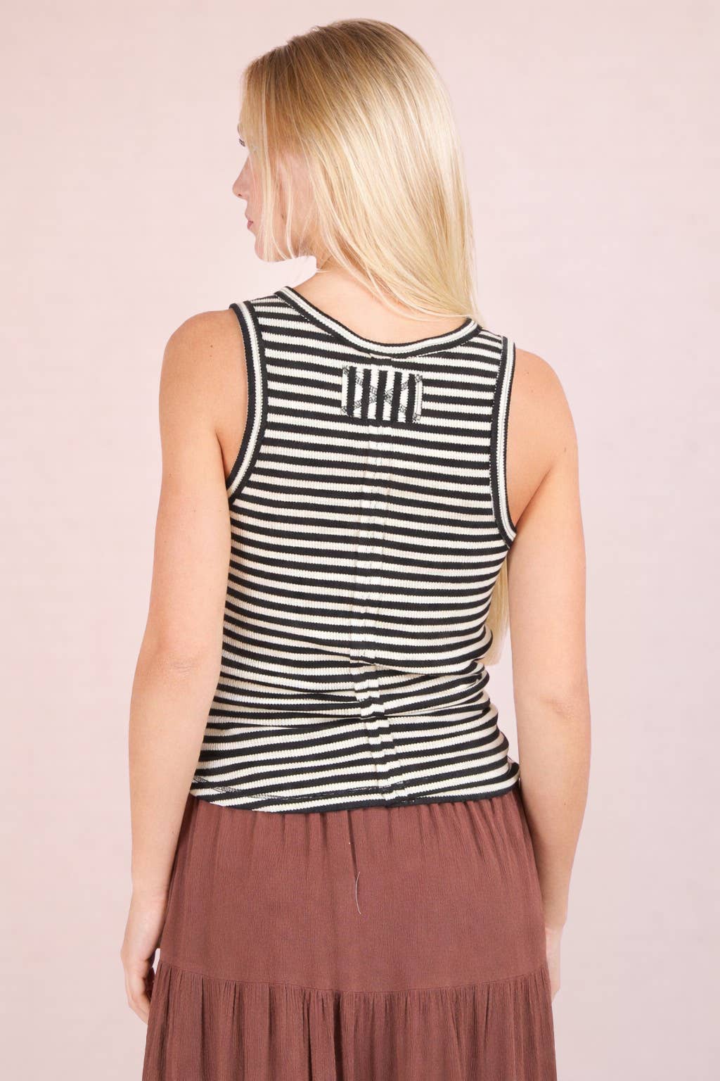 On Solid Ground (Black) Stripe Tank