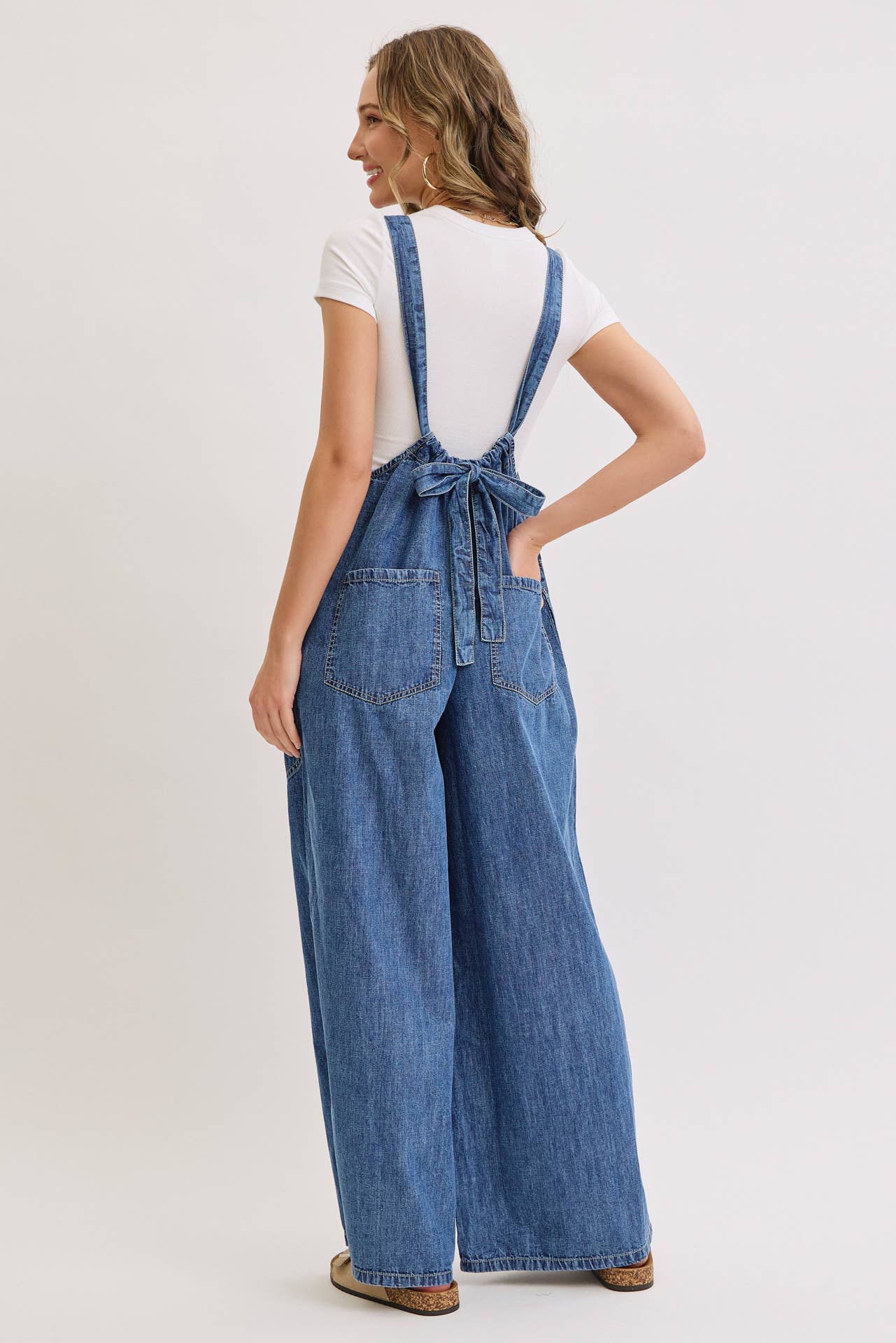 Knot Worried Tie Back Denim Overalls