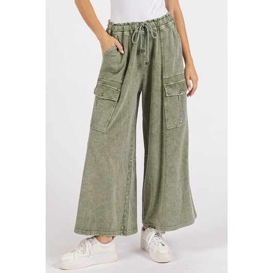 Tall Tales (Olive) Washed Cargo Pants