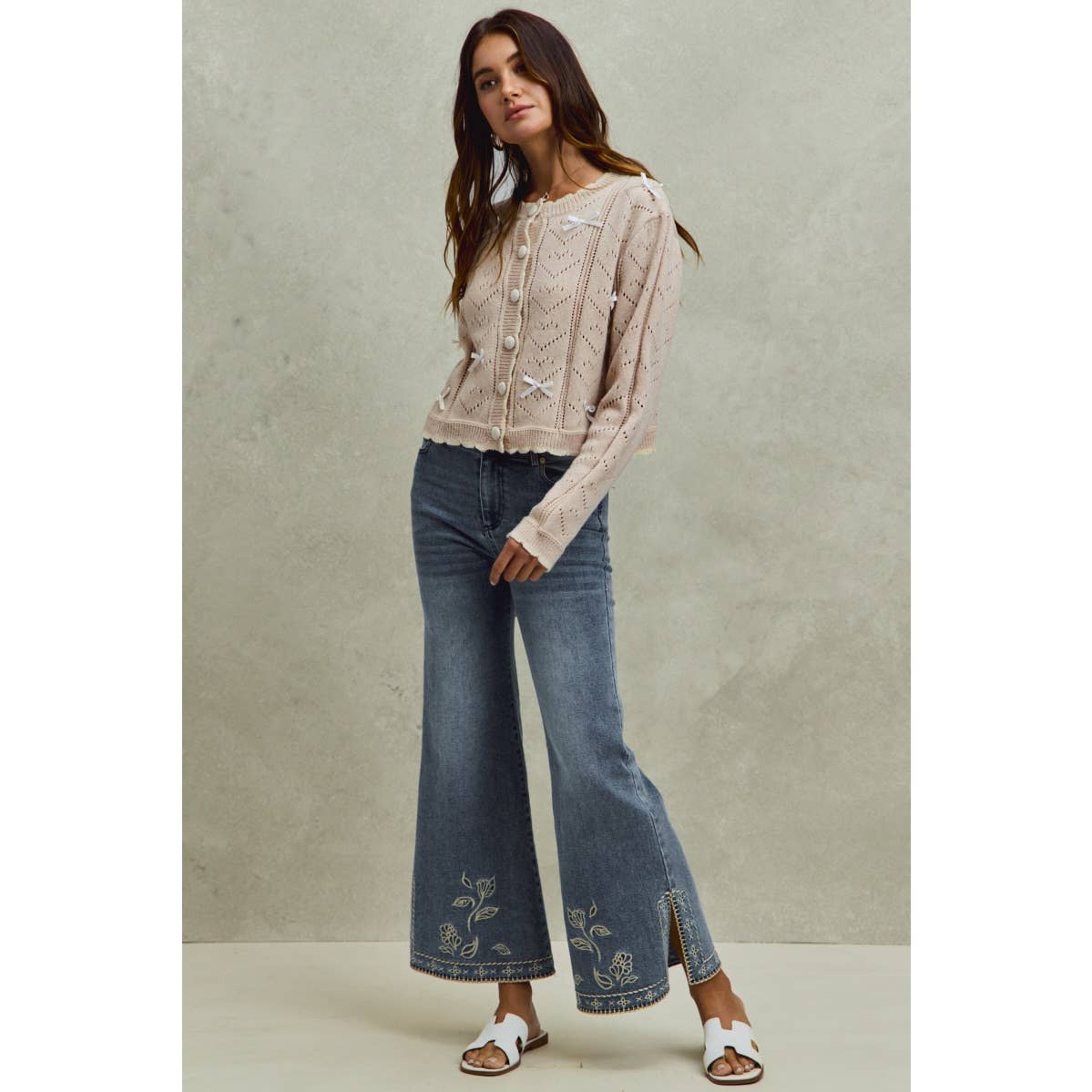 Leafy Dreams Embroidered Flare Jeans