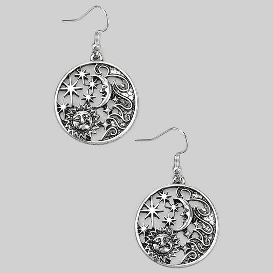 Sun Moon and Star (Silver) Earrings