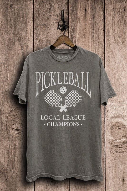 Pickleball League (Gray) Mineral Wash Tee