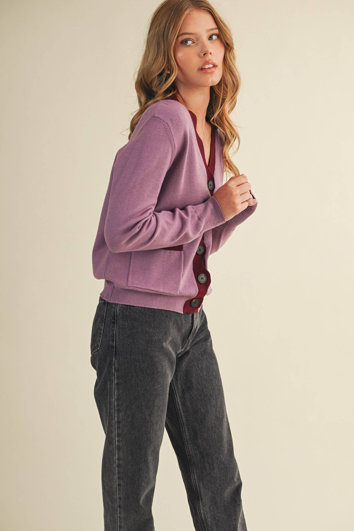 Love Spell Scallop Detail Cardigan