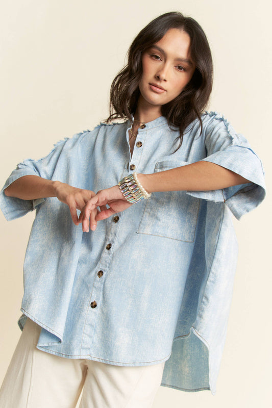 Hey Darlin’ Oversized Fringe Denim Shirt