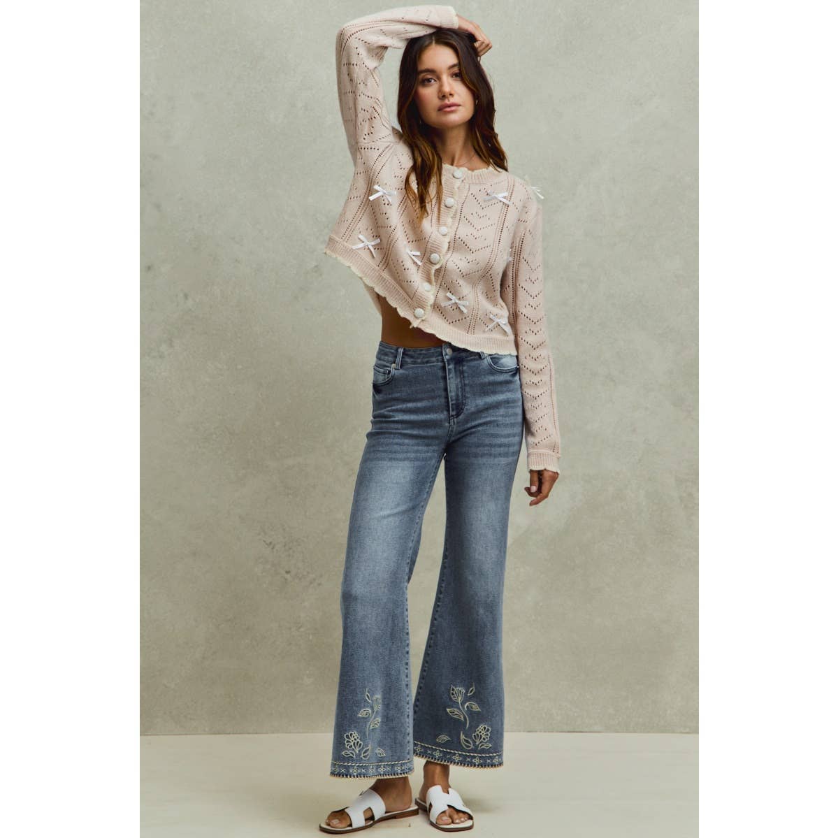 Leafy Dreams Embroidered Flare Jeans
