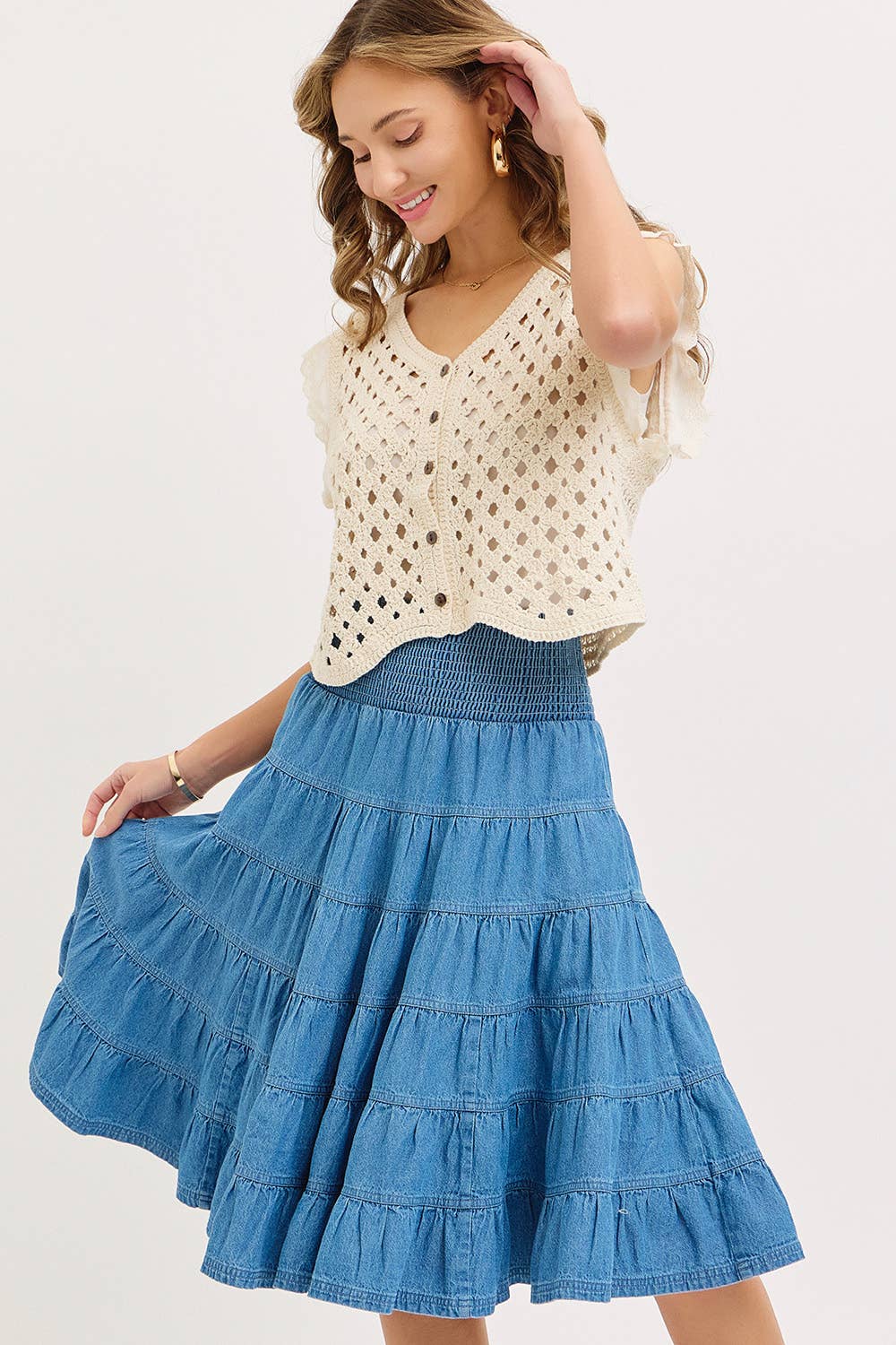 Open Mind Crochet Button Front Top