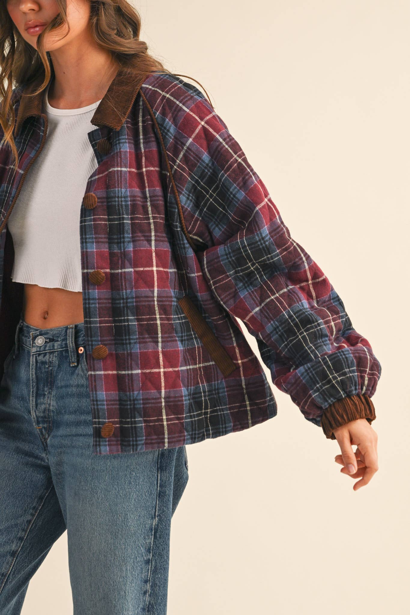 Mountain Mama (Wine) Plaid Quilted Jacket