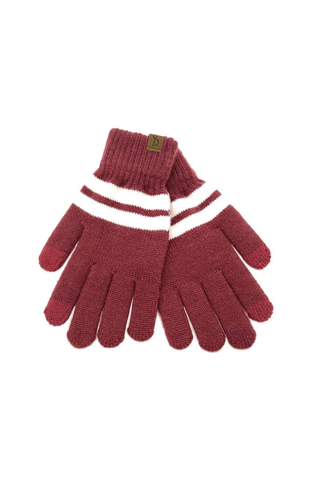 Super Soft Striped Knit Touch Gloves