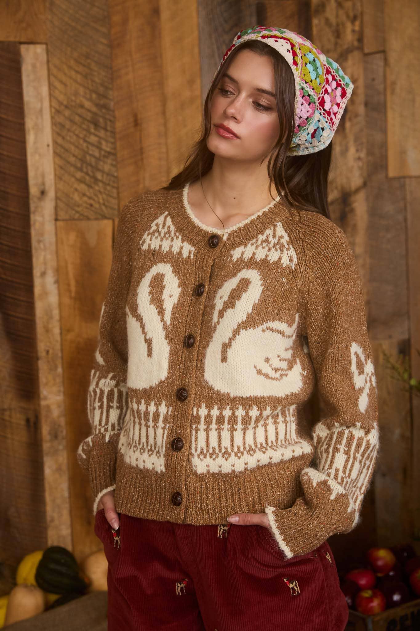 Swan Lake (Caramel) Button Cardigan