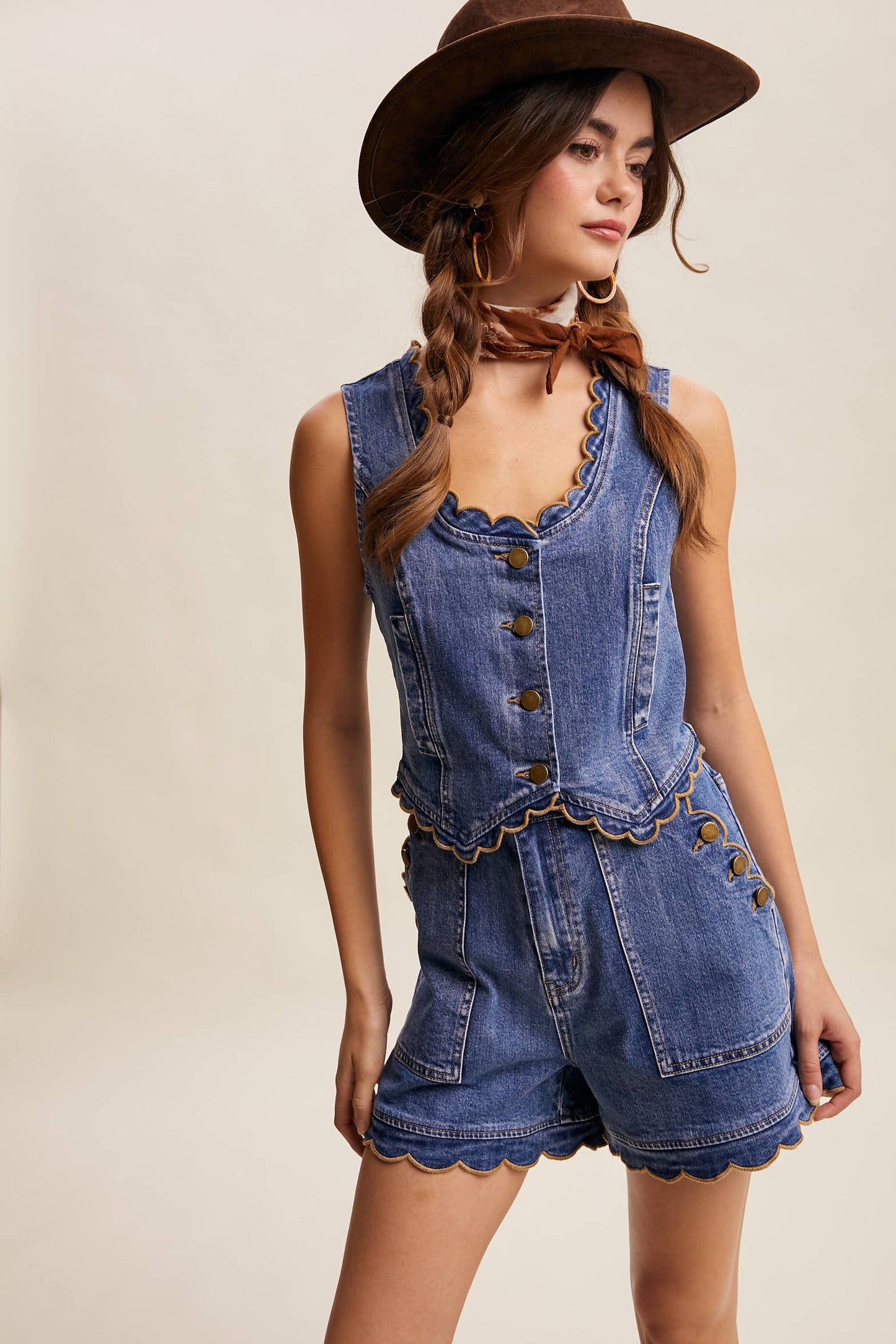 She’s From Texas Scallop Denim Vest