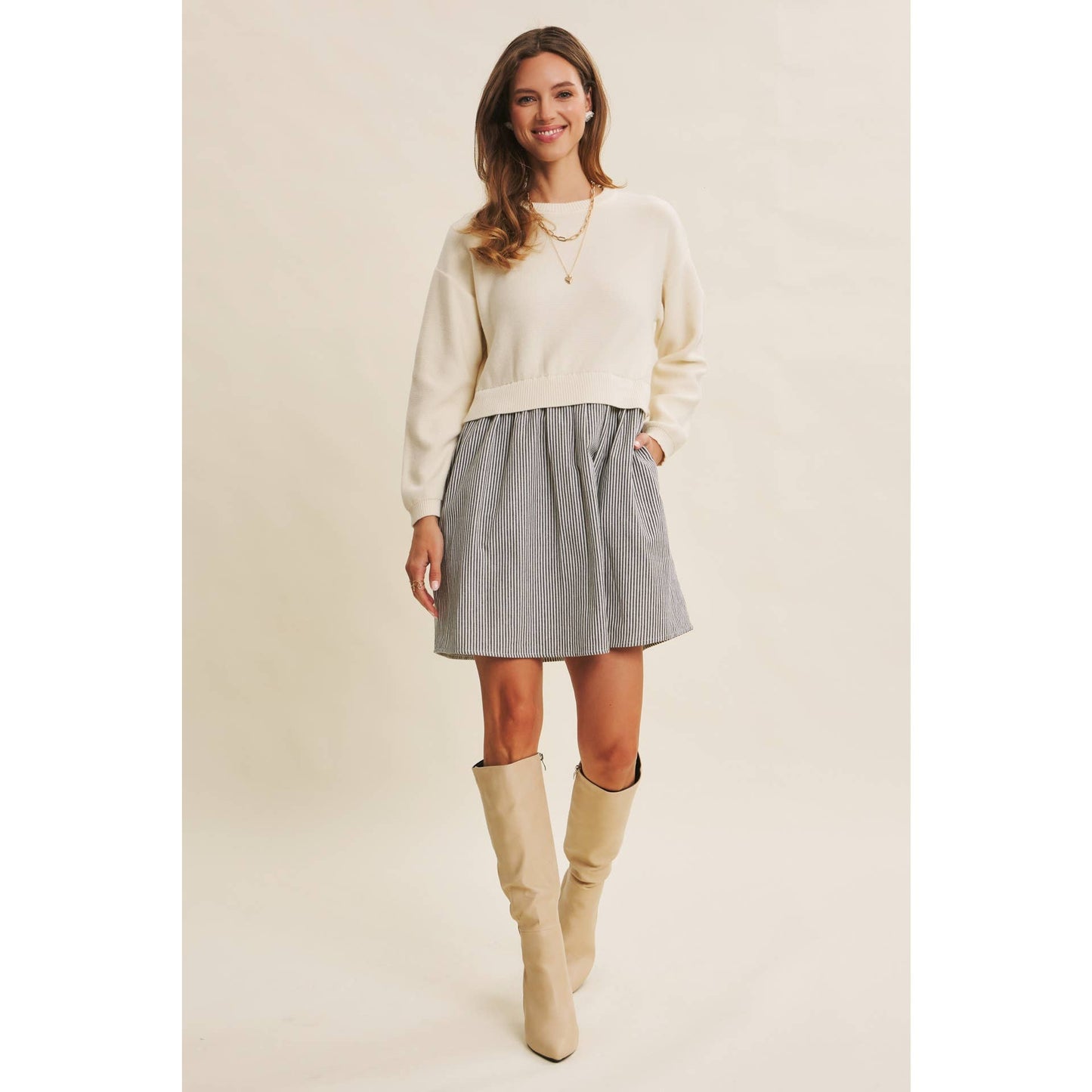 Coffee Date Twofer Dress w Back Ties