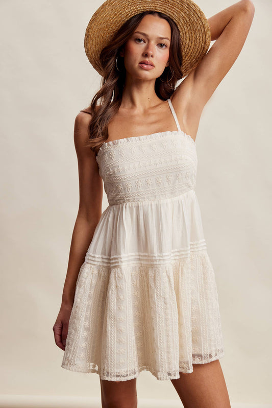 Boho Babe Lace Tiered Mini Dress