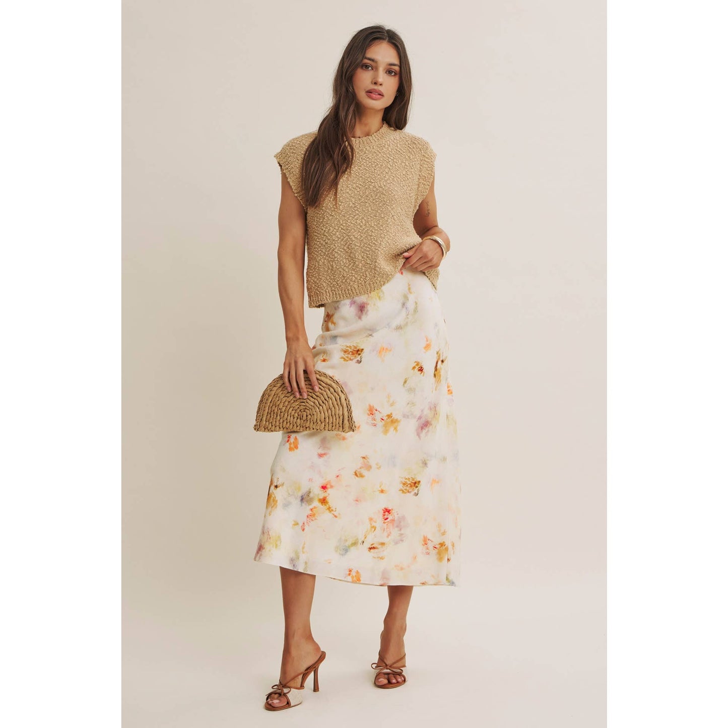 Good Impression Watercolor Midi Skirt