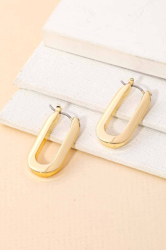 Smooth U Huggie Earrings, Gold