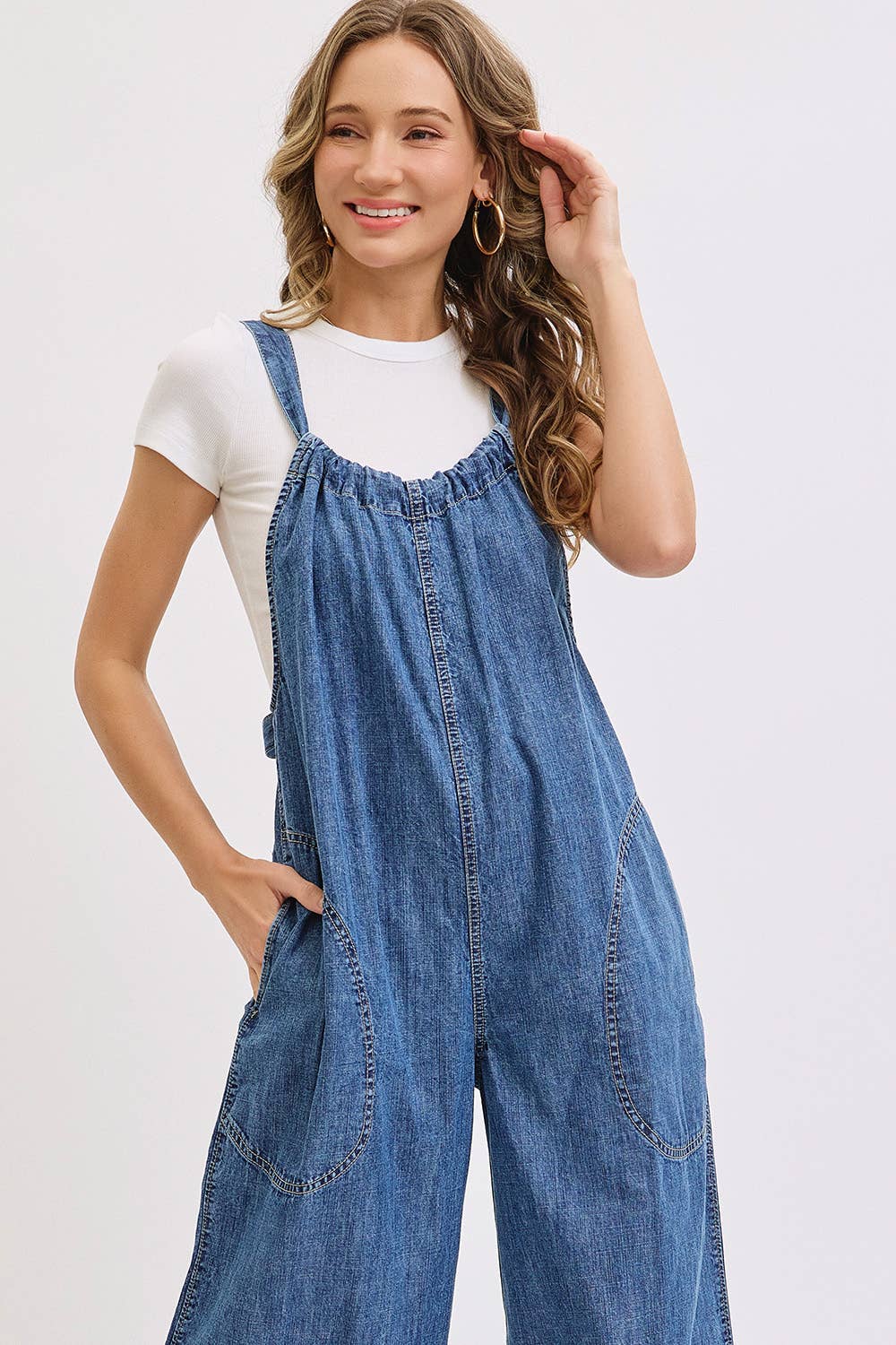 Knot Worried Tie Back Denim Overalls