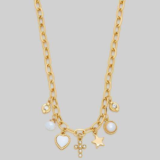 Gold Link Chain Charm Necklace