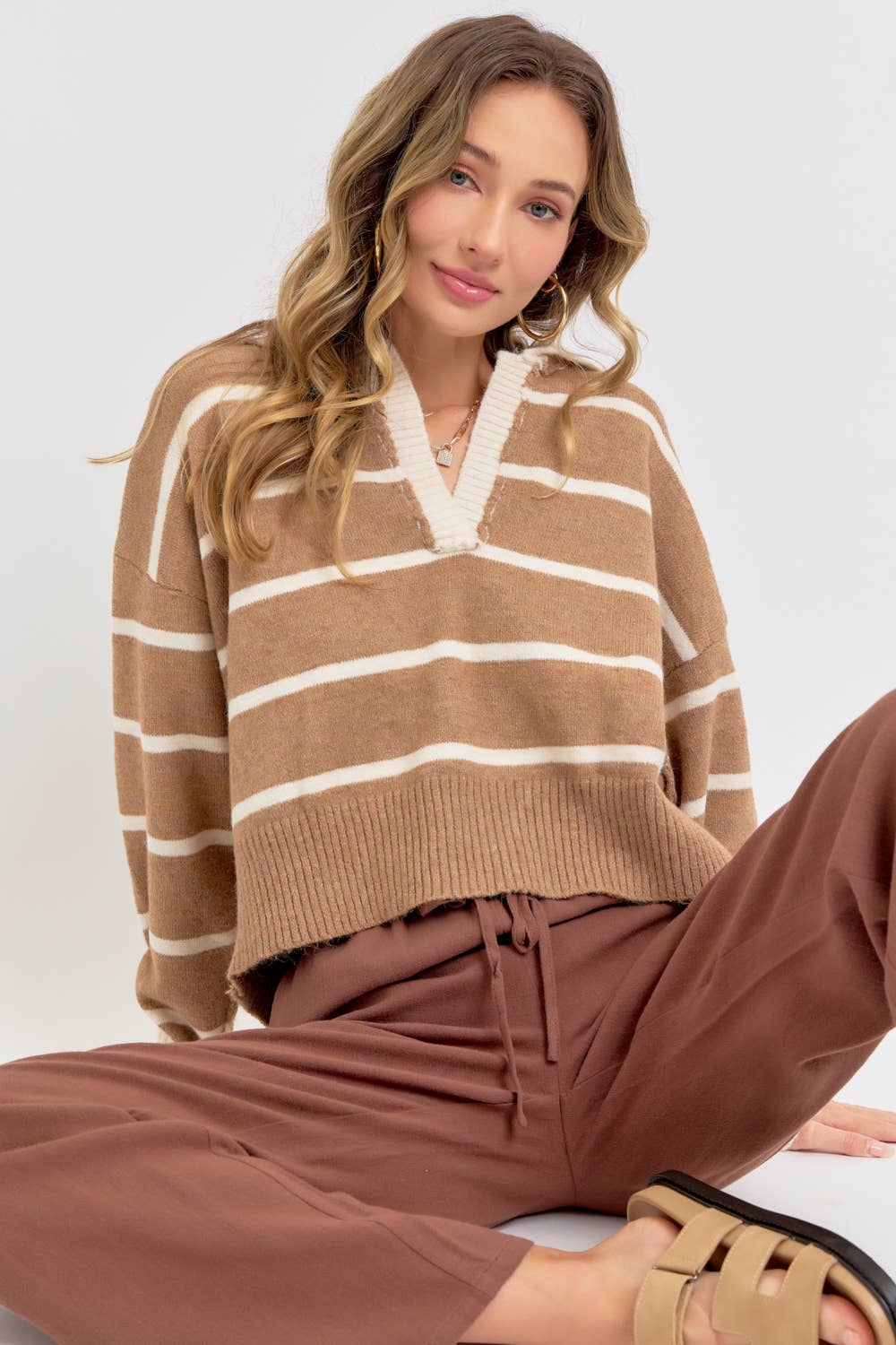 Polo Champ (Mocha/Cream) Stripe Sweater